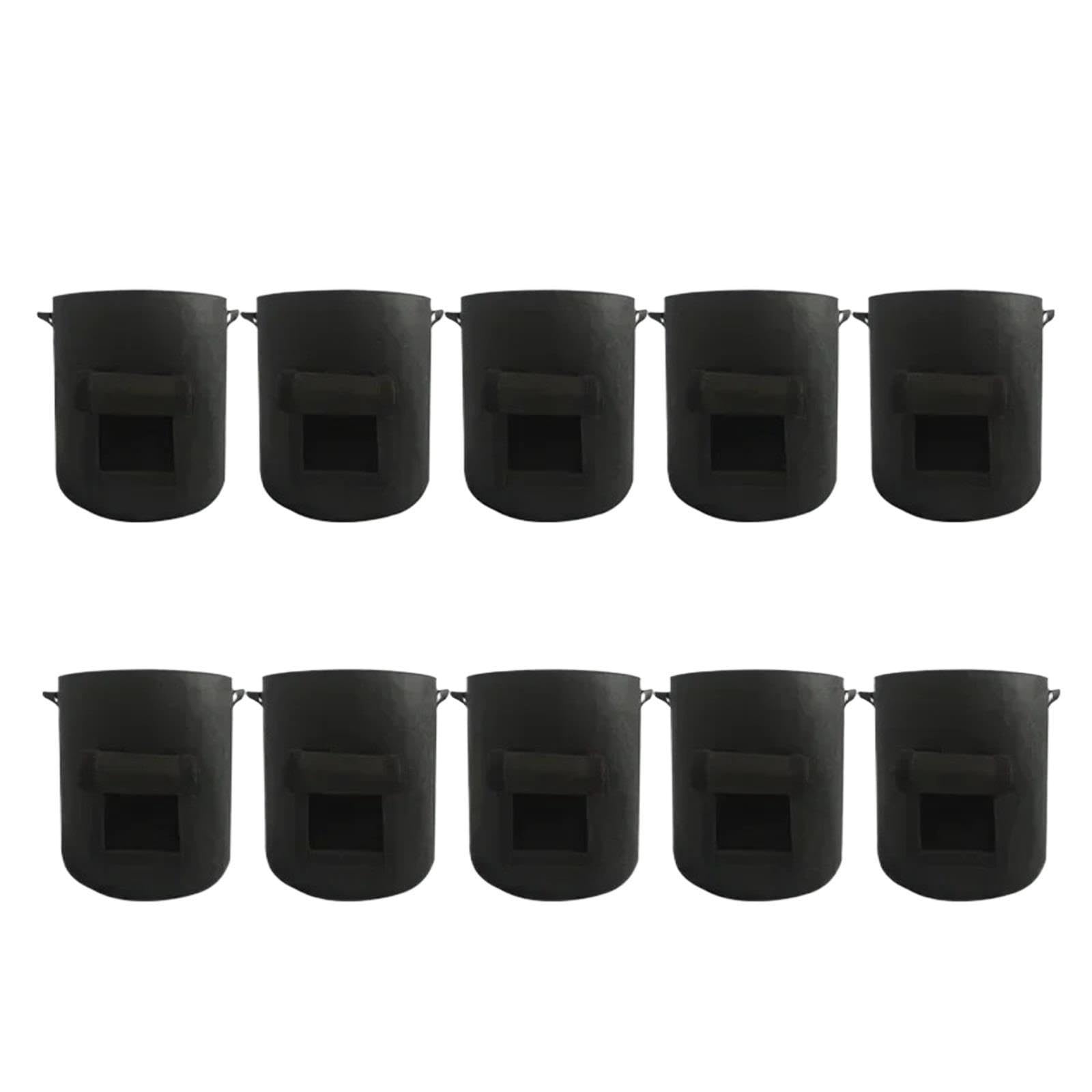 Bolsas de Cultivo de Patatas Bolsas de cultivo plantas fieltro 5/10 galones | Jardín de tela no tejida(Black S-10PCS)