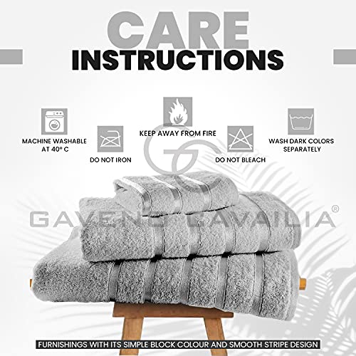 GC GAVENO CAVAILIA 500 GSM Bath Sheets Towels For Bathroom - Egyptian Cotton Towel 2 Piece - Quick Dry Soft Towel Set - Washable Towels - Silver - Image 4