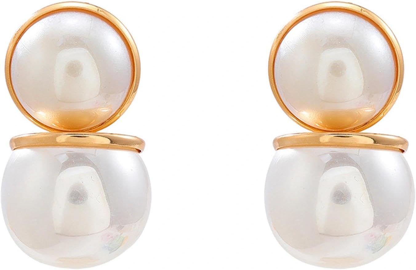 Gold Pearl Earrings for Women,Large Pearl Dangle Drop Earrings Formal Unique Pearls Jewelry - Image 7