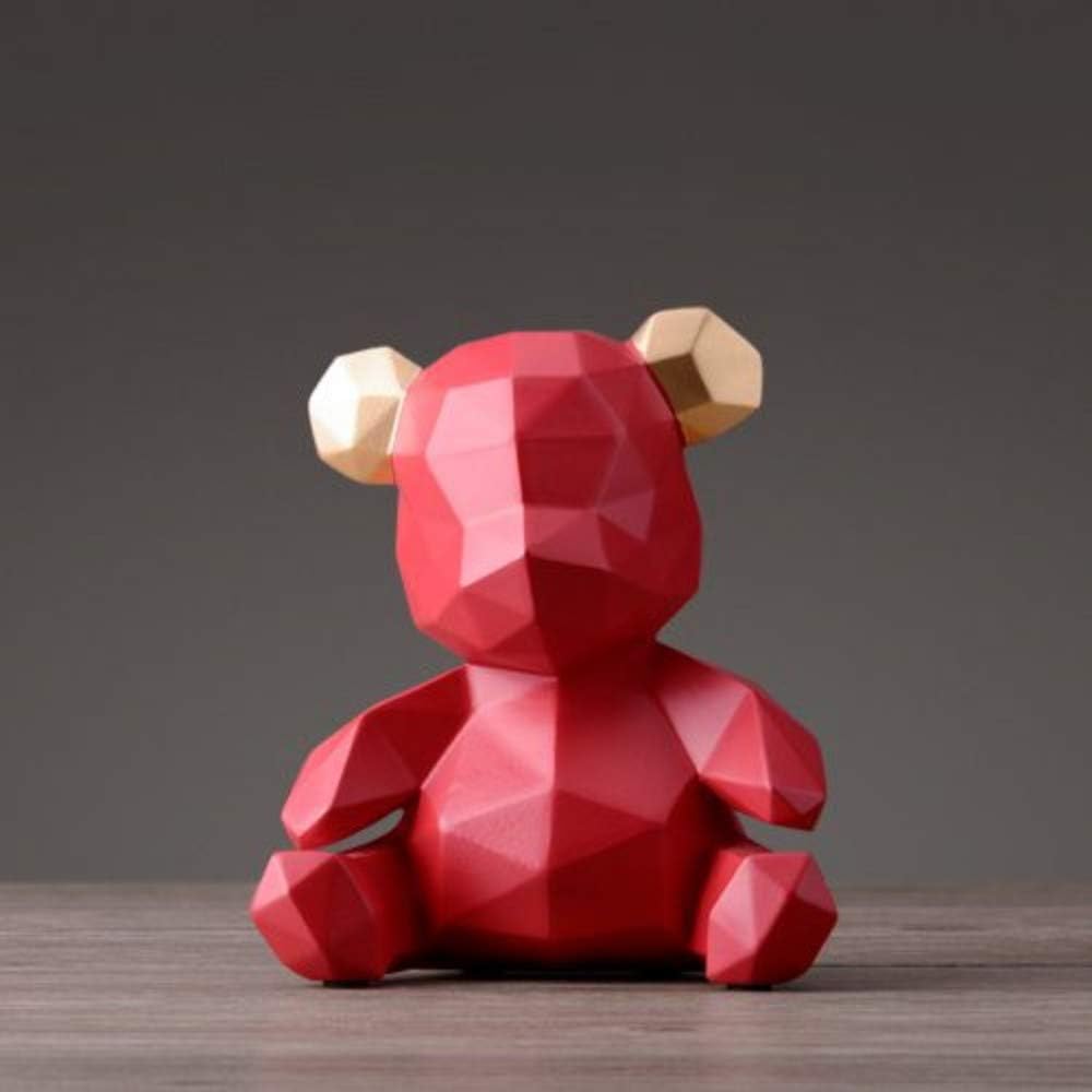Statues Figurines Sculptures,Nordic Geometric Resin Red Bear Ornaments,Novelty Modern Abstract Statue, Living Room Bedroom Porch Model Room Hotel Study Home Decoration Ornaments, Crafts Collection Be