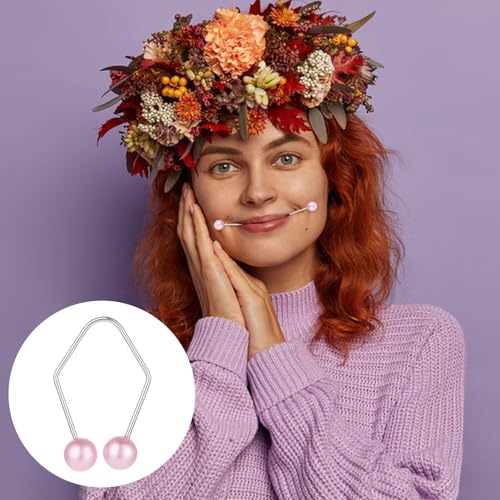 Xinjoduz 2 Stück Grübchen Grubchen Macher Spange Natürlich Macher Perlen Grübchen Smile Gesichtstrainer für Gesichtsmuskulatur Lifting Tools Für EIN Schönes Lächeln (Rosa)