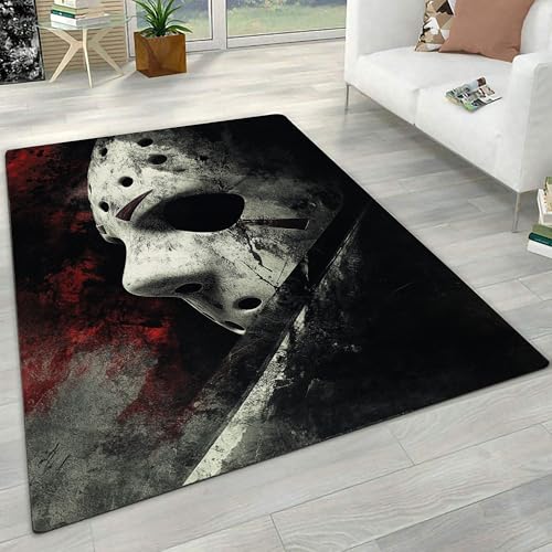 Jason-Voorh Character Halloween Area Rug Iconic Masked Horror Figure –