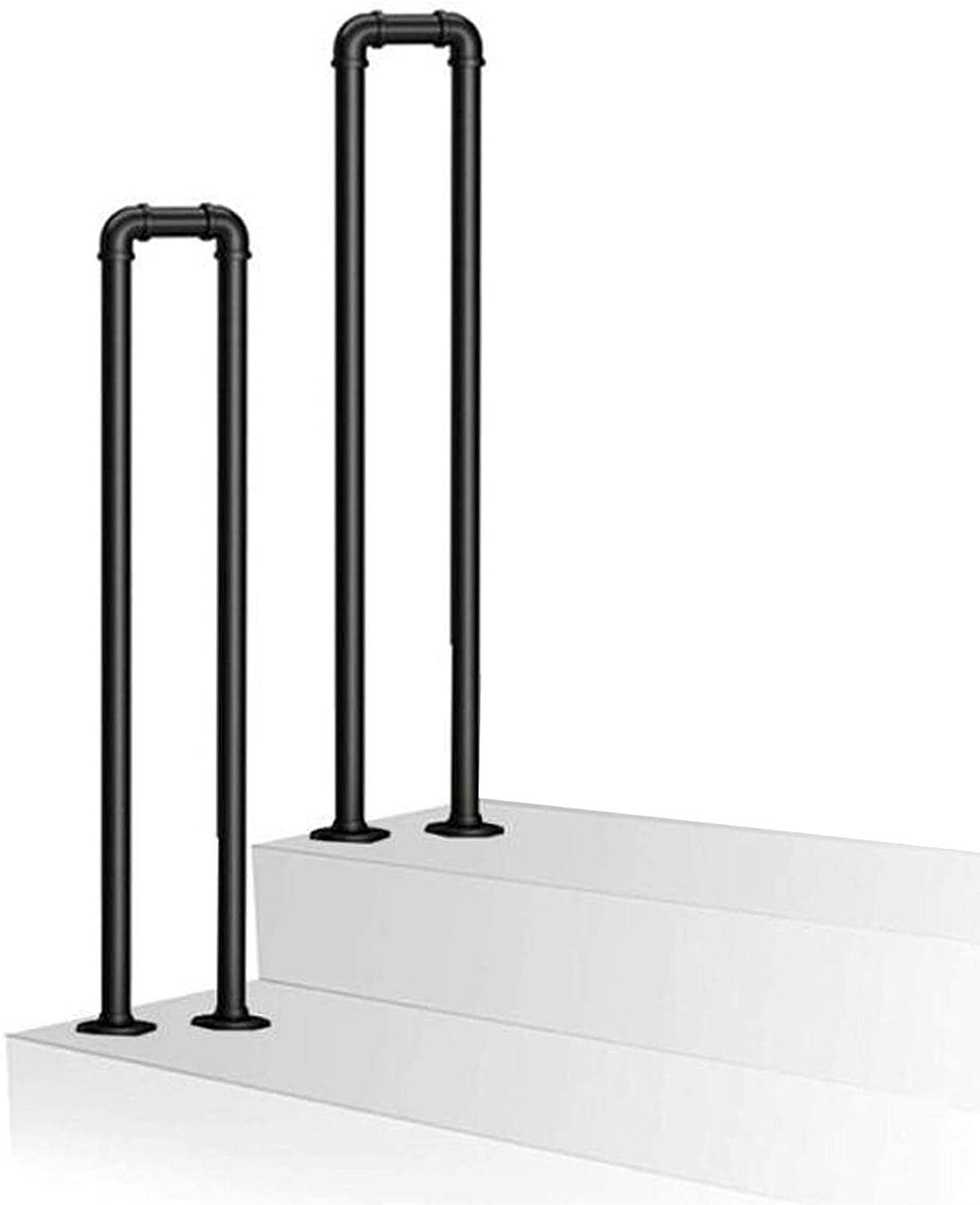 Matt Black Stair Handrail U-Shaped Handrail Retro Stair Rail Protection Railing Industrial Wrought Iron Pipe Indoor and Outdoor Children's Elderly Stair Handrail Penthouse Fence 2pcs