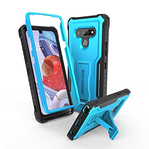 ExoGuard for LG Stylo 6 Case, Rubber Shockproof Cover Case Compatible with LG Stylo 6 Phone, Built-in Kickstand (Blue)
