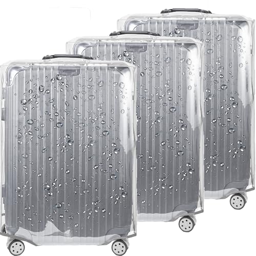 Feybaul 3 PCS Luggage Covers for Suitcase TSA Approved,20/24/28 Inch Full Clear Luggage Protector 3mm Thickness Suitcase Protector Cover TAS Approved Suitable for Long Travel Accessories