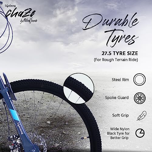 Image of Lifelong Chaze Shimano Gear Cycle by Milind Soman Sgx20 27.5T with Dual Disc 21 Speed MTB Cycle|Ideal for:Unisex Adults(15 Years+)|Frame Size: 18 inch|Ideal Height : 5'6 inch|85% Assembled(Czbc2795,Blue)