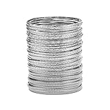 Ensoul Shiny Silver Color Flower Mixed Metal Aztec African Indian Vintage Multi Women Bangle&Bracelets Set of 36