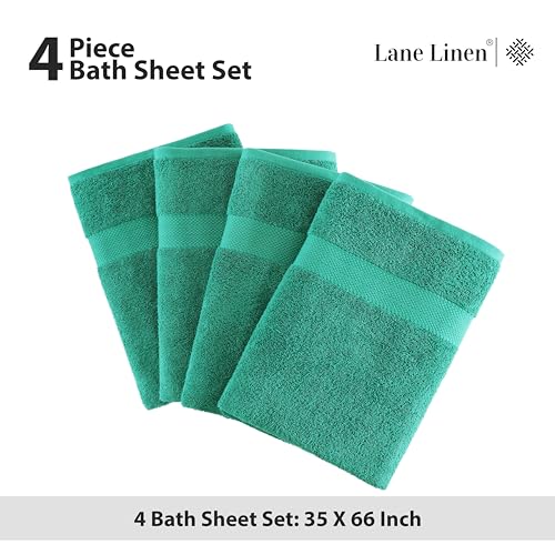 Image of LANE LINEN 100% Cotton Oversized Bath Towels Set of 4 (35 inchx66 inch) - Fade Resistant, Soft & Highly Absorbent - Eco Friendly, Extra Large Bathroom Towel Sets - Ideal for Daily Use, Sauna, Spa - Emerald