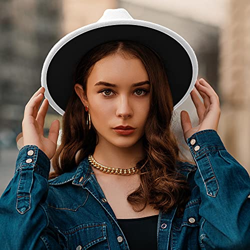Sajuzen Wide Brim Fedora Hats For Women Mens Felt Fedora Hats With Belt Buckle #TOP6