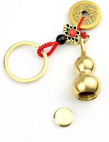 Miniatura 4 de Llavero chino de Wu con diseño de calabaza Wu Lu, 4 piezas, Feng Shui, moneda, llavero de calabash, colgante de calabash, llavero para buena suerte,