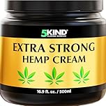 5kind Extra Strong Hemp Cream 500ml - High Strength Hemp Oil and Arinca Cream for Massaging Joints & Muscles, Lower Back, Feet, Knees, Neck & Shoulders - Infused with Natural Oils & Extracts
