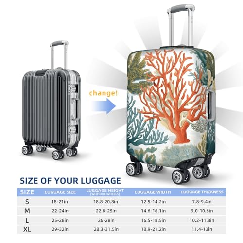 Marine Cute Coral Travel Luggage Cover for Suitcase Anti-Scratch Fashion Suitcase Protector Washable Elastic Baggage Covers Fits 22-24 Inch Luggage for Travel Beach Holiday3
