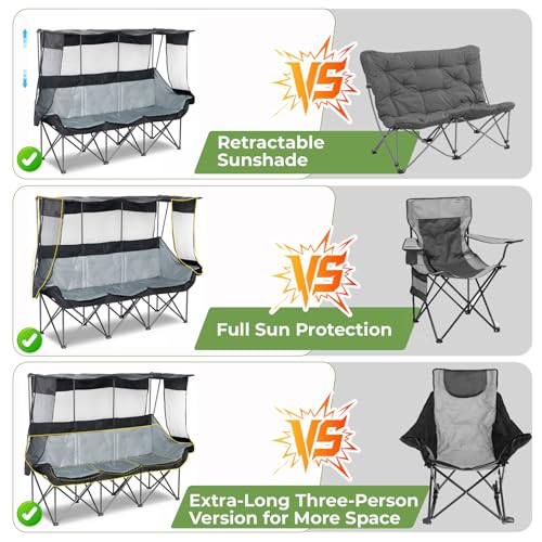 Silla de Camping para 3 Personas Oversize con Sombrilla, Marca Hosile Modelo Chairs miniatura 4