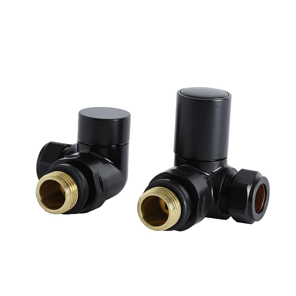 Milano Black - Corner 15Mm Black Corner Heated Towel Rail Radiator Valves