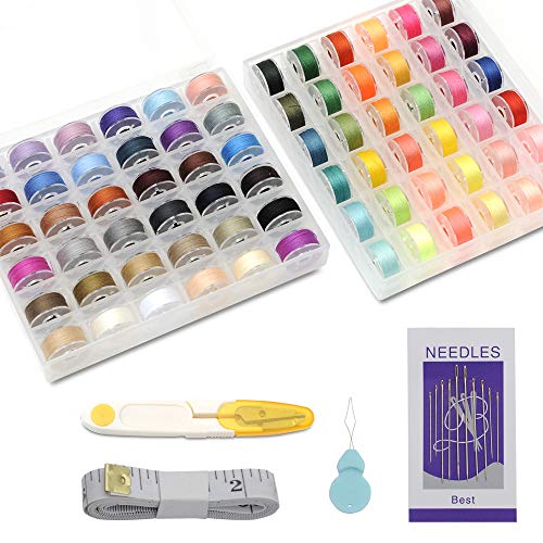 Popku 72Pcs Bobbins With Sewing Thread For Brother Singer Babylock Janome Kenmore (72Pcs Bobbins) #TOP16