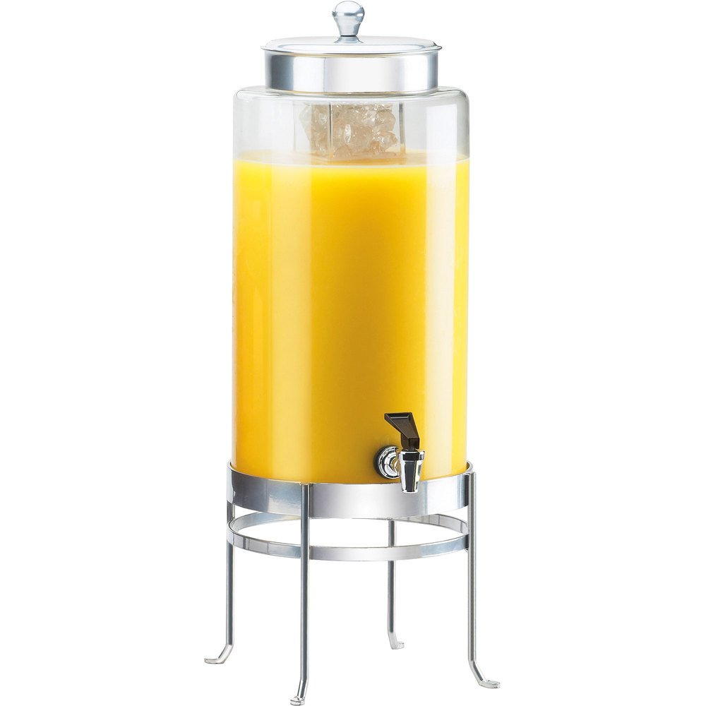 Calmil 1580-3-74 Soho Round Glass Beverage Dispensers (3 gal), 12" Length x 10" Width x 24.5" Height, Silver
