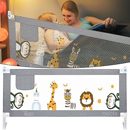 HILEYOLLA Sponde Letto Bambini 190 CM, Sbarra Letto Bambini Può Sollevamento Verticale Sponda Letto anti Caduta (1 Lato)