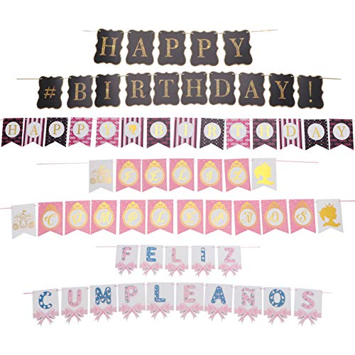 Amosfun 7 Unidades Coloridas de Feliz AniversÃ¡rio Banner de Parede de AniversÃ¡rio Pendurado Decrem