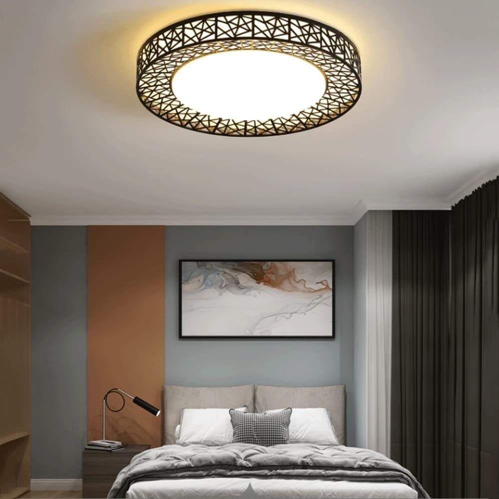 Ściemnialne lampy sufitowe LED wpuszczane kreatywne gniazdo dla ptaków okrągła lampa sufitowa, do sypialni salonu przedpokój jadalnia gabinet, rozmiar: Sortowanie (kolor: Ciemny (19,7 cala) , Rozmiar: