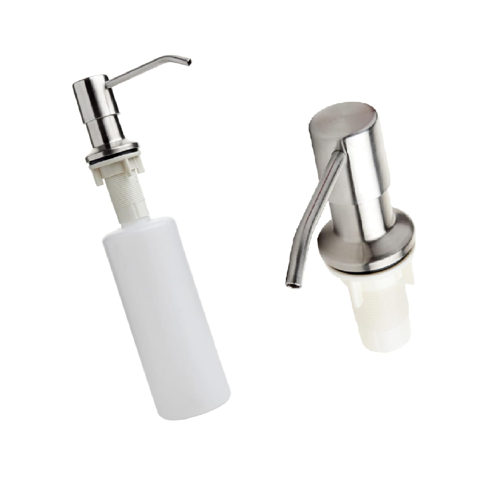 Dispensador de jabón para fregadero, redondo, 300 ml, color plateado