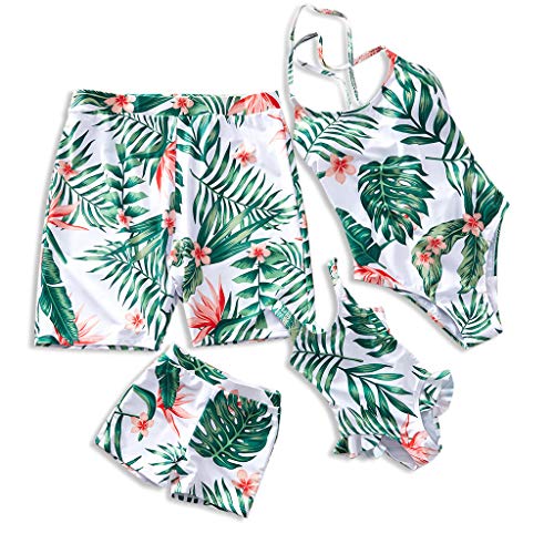 IFFEI Mommy and Me Family Matching Swimsuit One Piece Beach Wear Summer Leaves Sporty Monokini Bathing Suit