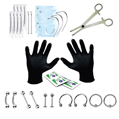 BodyJ4You 25PCS Professional Piercing Kit BCR CBR 14G Labret Belly Nipple Nose Lip Body Jewelry
