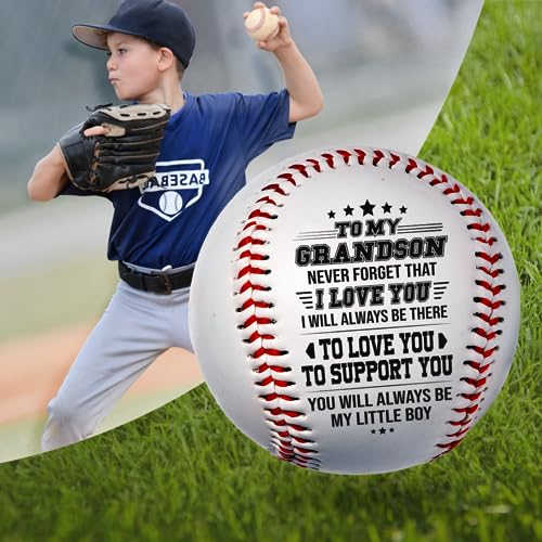 Quartzily To My Grandson - Never Forget That I Love You - Printed Baseball Gifts For Boys 12-14 - Engraved Baseball Personalized Baseball - Baseball Accessories #TOP5