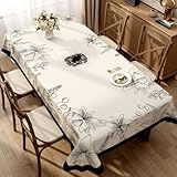 Morbuy Mantel Antimanchas, Mantel Hule Mesa Rectangular - Impermeable PVC Cubierta de Mesa, Estampado Floral Retro Table Cloth para Cocina Comedor y Exteriore (Blanco Crema 3,80x120cm)