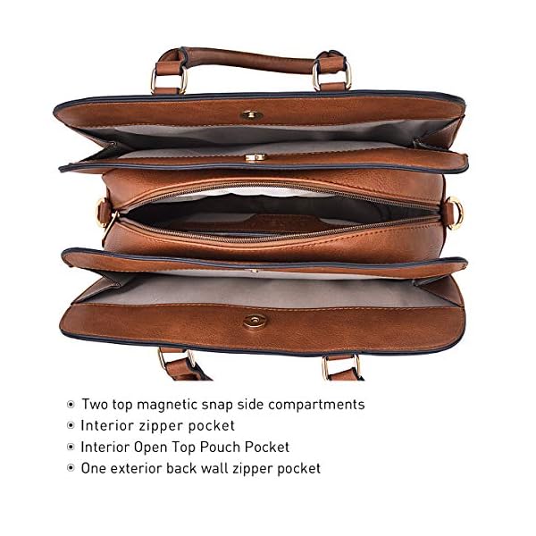 Dasein-Women-Satchel-Handbags-Shoulder-Purses-Totes-Top-Handle-Work-Bags-with-3-Compartments Dasein Women Satchel Handbags Shoulder Purses Totes Top Handle Work Bags with 3 Compartments (2-Brown)