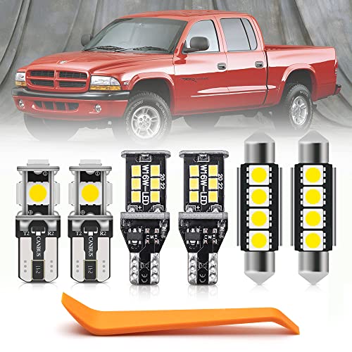 nsautolighting 10pcs White LED Interior Lights Bulb Kit for Dodge Dakota 1997-2004, 6000K Super Bright, Plug and Play, Non-Polar
