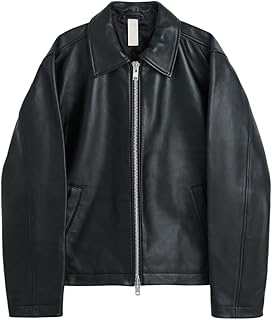 EXOTIX Black Leather Jacket for Men | Collared Zip-Up Classic Style | Crop Fit Racing Sports Bomber Jacket | Premium Leath... Price In India