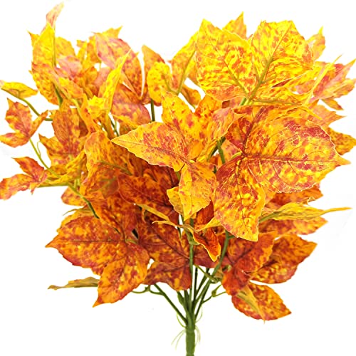 Guagb Künstliche Herbst Ahornblätter Zweige Pflanzen mit Stielen gefälschte Herbst Kunstblumen Blumenstrauß Arrangement für Zuhause Thanksgiving Halloween Festival Dekoration (Orange Red) Cover