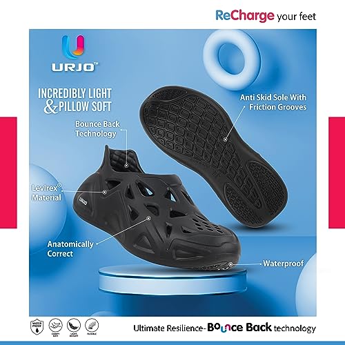 Image of URJO EZY Men's Clogs /Sandals with Adjustable Back Strap Ultra Soft & Flexibility Anti Skid Comfortable Waterproof Daily Mules Clogs /Sandals for Men