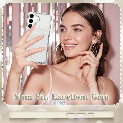 Image of DIZORO for Samsung Galaxy A17 5G case,Cute Bow Tie Aesthetic Phone Case,Trendy Slim Hard IMD Shockproof Protective Bumper Designer Phone Back Cover for Women Girls - White