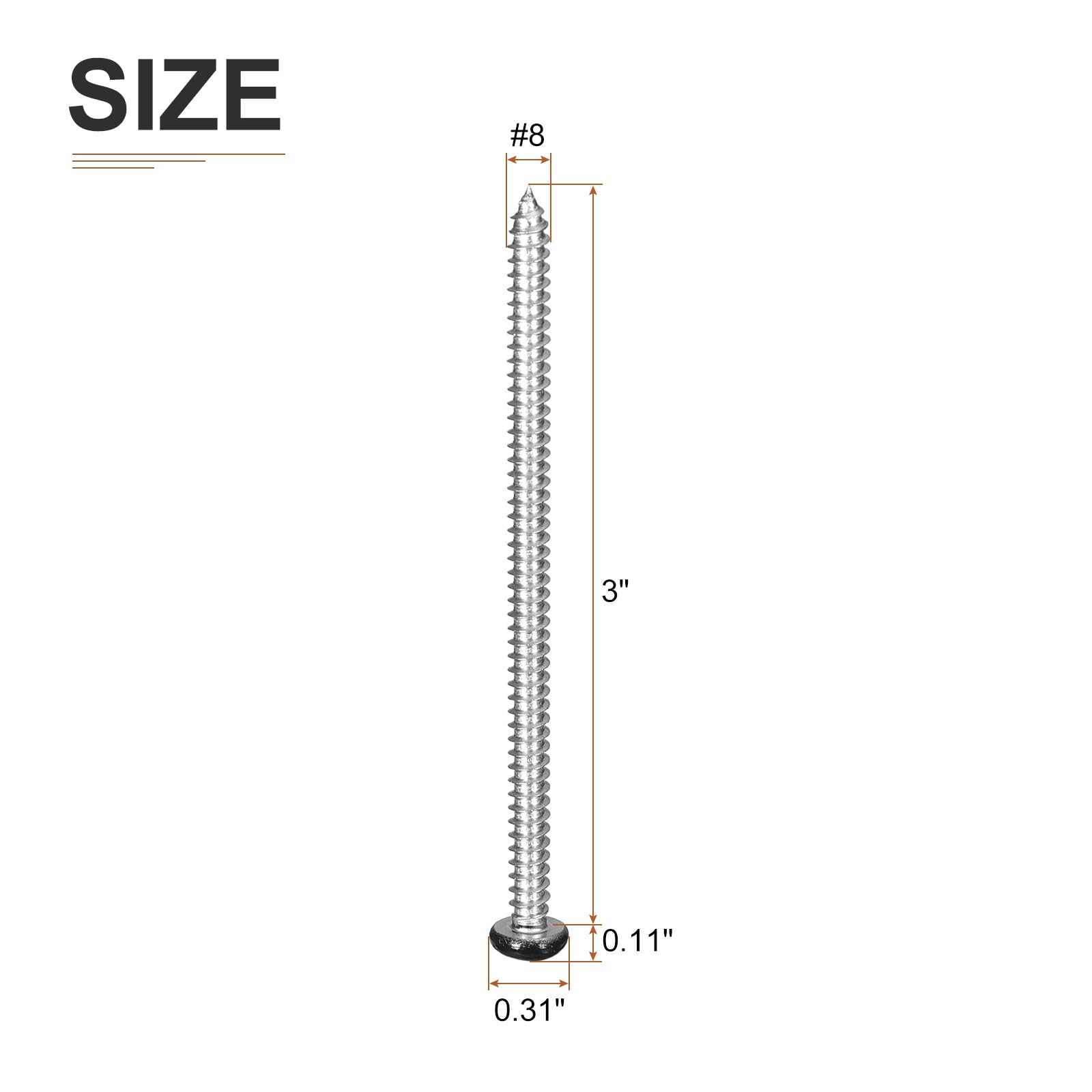 DTGN #8x3" Black Pan Head Phillips Sheet Metal Screw - 10Pack - 304 Stainless Steel Self-tapping Screw Wood Screws - Image 2