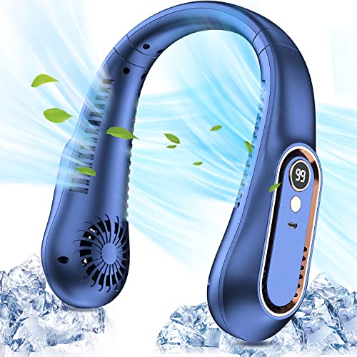 Domserv Portable Neck Fan, 5 Speeds Personal Neck Fans For Women Men, 720° Up&Down Airflow Bladeless Rechargeable Usb Fan, Led Display, Wearable Hand Free Fan For Indoor Outdoor Travel Sport #TOP3