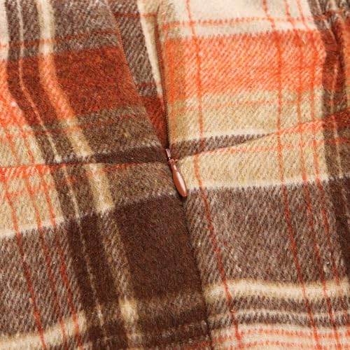 Image of IDEALSANXUN Women's Fall Winter High Waisted Wool Plaid A-line Long Skirt