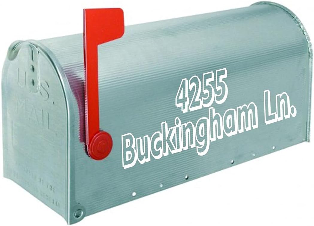 VWAQ Mailbox Decals - Insert Street Name & Street Name Personalized Set of Mailbox Decals CMB6 (White, 19" W X 5.5" H)