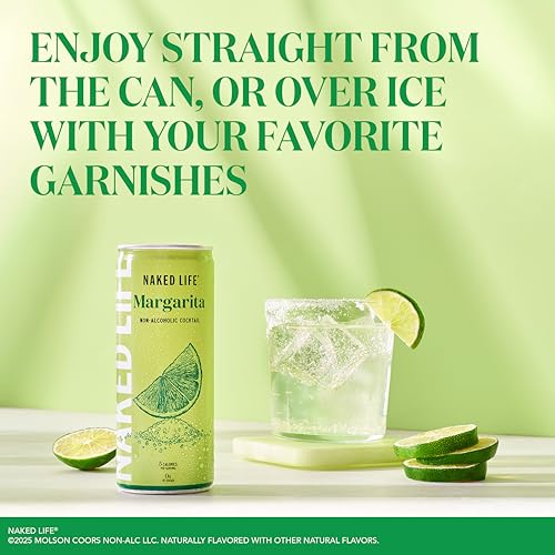Naked Life Non-Alcoholic Drinks, Margarita, Zero Sugar, Low Calorie, Alcohol-Free Cocktails 4 pack, 8.4 fl oz cans
