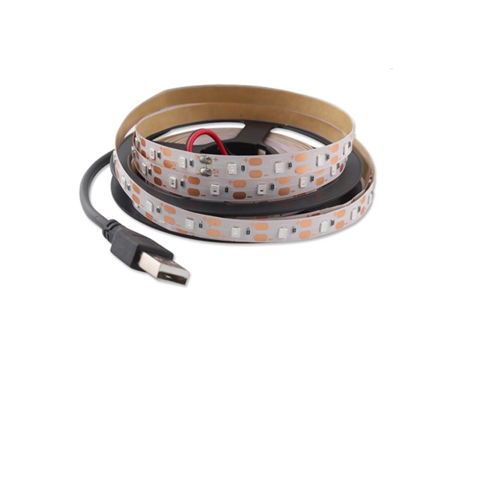 Bande lumineuse LED RVB USD flexible 2835 0,5 m - 5 m - Ruban de décoration LED DC5 V pour fête, chambre à coucher, rétroéclairage TV (blanc chaud)