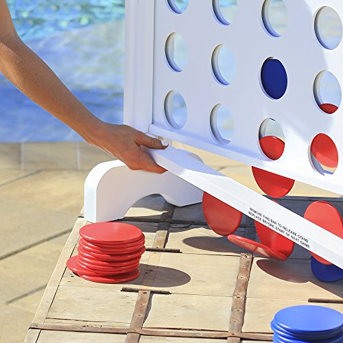 Image of GoSports 3 Foot Giant Wooden 4-in-a-Row Connect Game - Jumbo Party Size with Heavy-Duty Coins - Easy Setup and Portable Design for Indoor and Outdoor Yard Game for Adults