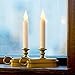 Brass Window Candles with White Flameless Tapers and Auto-Timer | Warm White LEDs, Batteries Included - Set of 2
