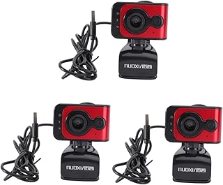 UKCOCO 3 Pcs Camera Video Camera for Computer PC Laptop Red Laptop Streaming Camera 4k Webcam with Stereo Microphone Live Webcam with Mic Web Camera with Microphone High Definition Webcam