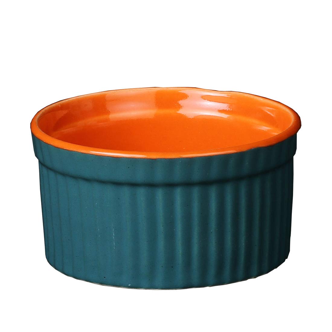 Caffeine Ceramic Handmade Blue & Orange Matte Ramekins Bowl(Set of 1) 4