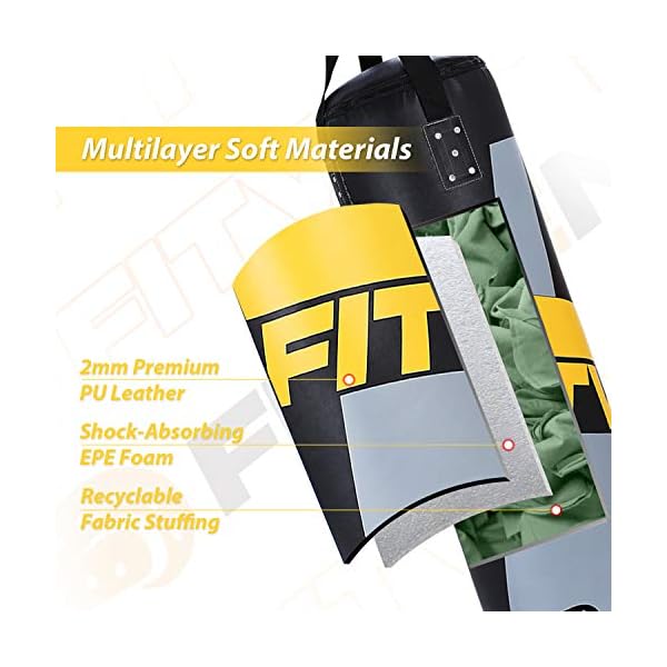 FITVEN Punching Bag 50-Pound for Adults Youth Kids with Wall Mount Wall Bracket Heavy Bag for Kickboxing