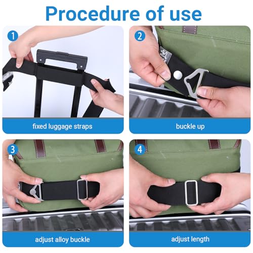 Image of 2-in-1 Travel Belt for Luggage, Add a Bag Luggage Straps Suitcase Travel Belt Over Handle for Carry On Bag, Adjustable Elastic Luggage Belt Bag Bungee Travel Accessories, Black, 30 to 52 inch