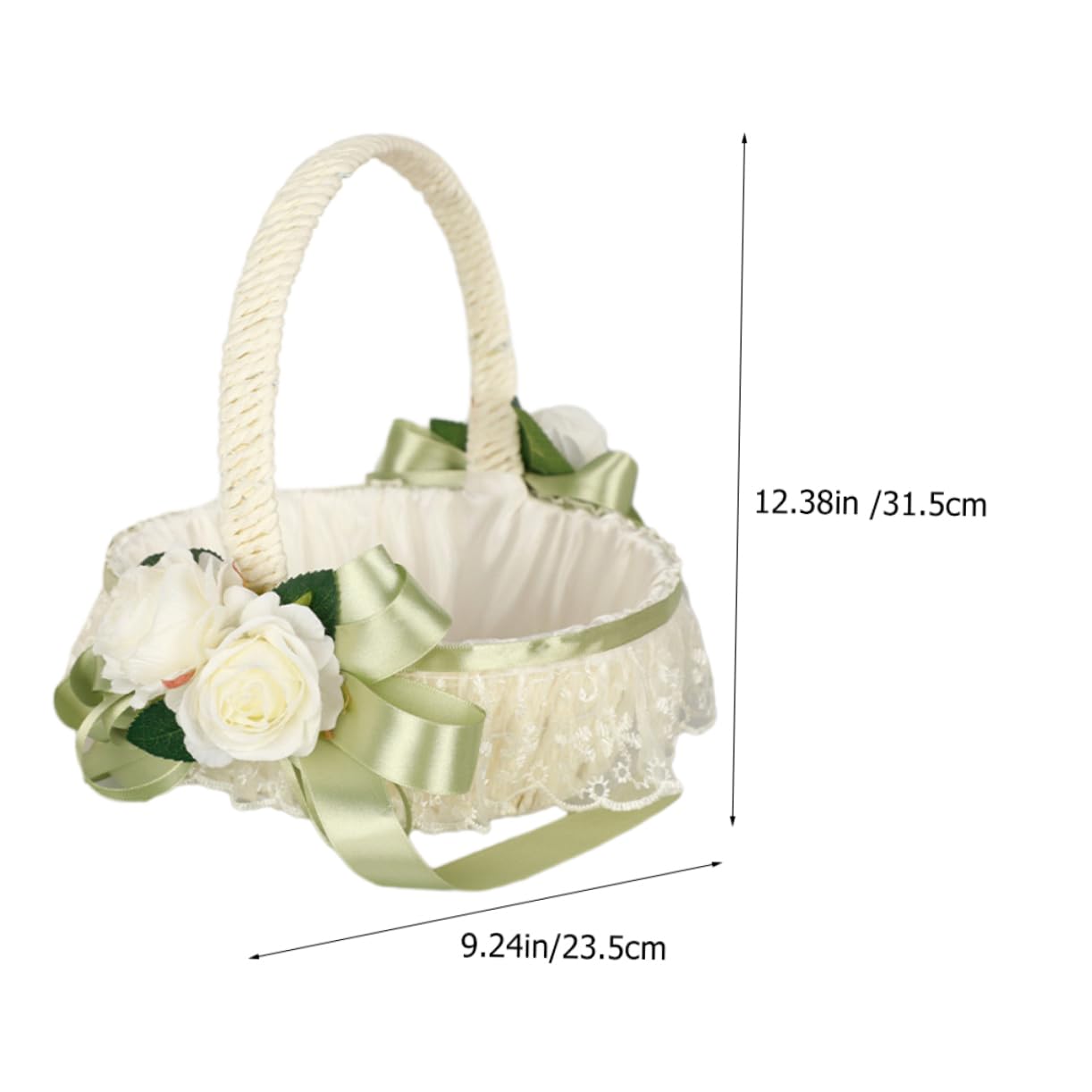 KOMBIUDA Hochzeitsblumenkorb für Blumenmädchen Kleiner Dekorativer Korb aus Kunststoff und Stoff mit Band für Hochzeit und Bankett