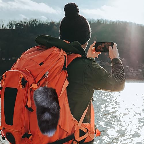 Fox Tail Keychain Large, Furry Therian Tail Faux Keyring,Halloween Cosplay Toy,Bag Accessories Charms,Hook Pendant4