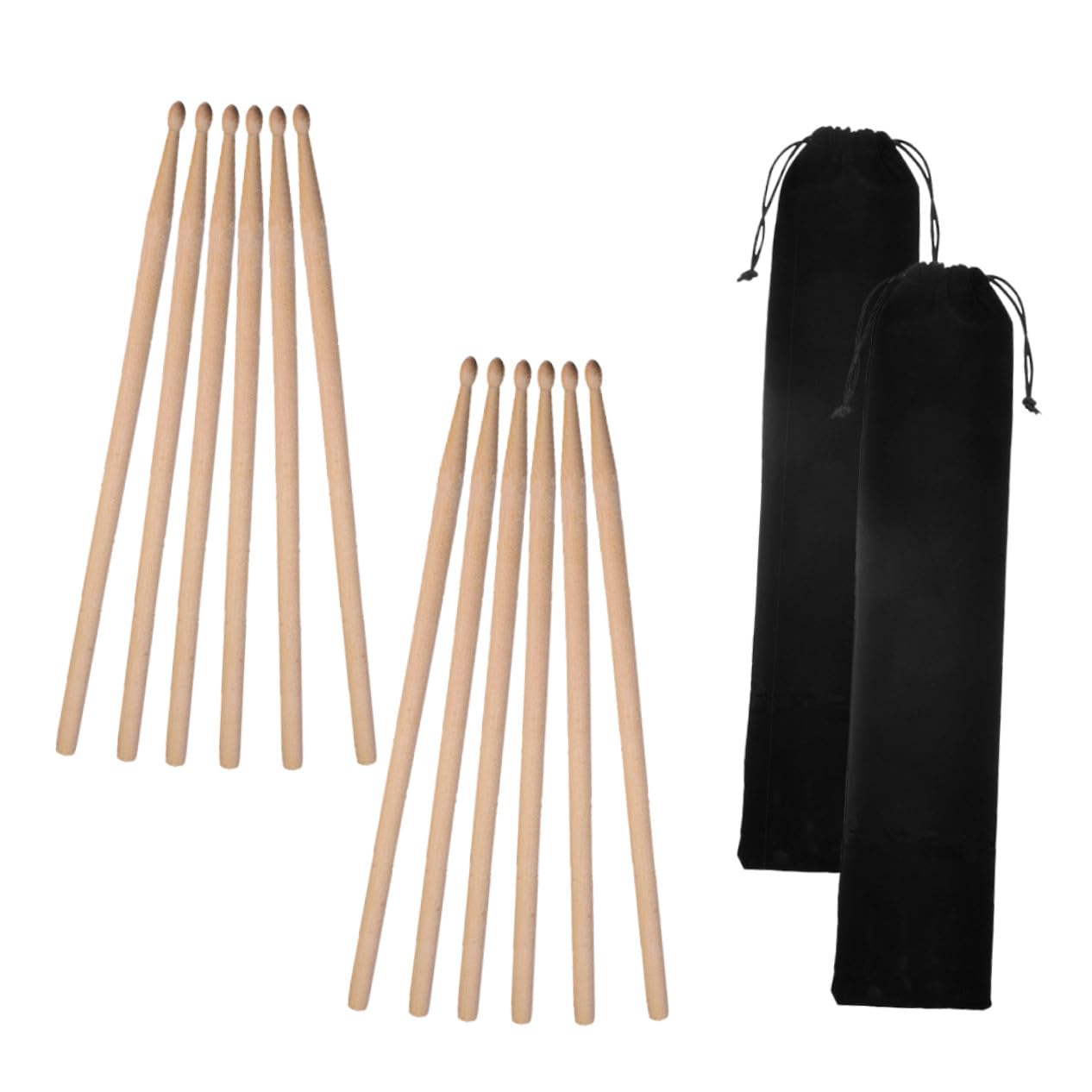 TOYANDONA Bacchette per Batteria in Legno di Acero con Manico Comodo 2set con Borsa in Velluto Nero