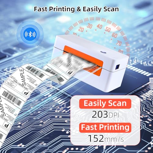 Image of vretti Bluetooth Shipping Label Printer - 4x6 Thermal Label Printer for Shipping Packages Small Business Office or Home,Widely Used for Amazon, Shopify, Etsy, USPS